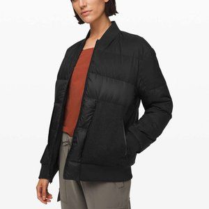 NWT Lululemon Roam Far Wool Bomber Black / Heathered Black Reversible, D…